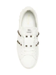 Ledersneakers Mitnieten Open Weiß