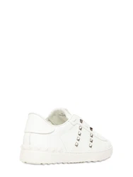 Ledersneakers Mitnieten Open Weiß