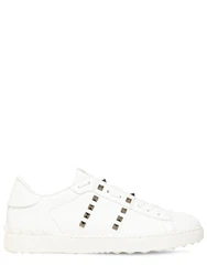 Ledersneakers Mitnieten Open Weiß