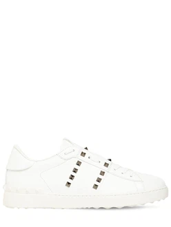 Ledersneakers Mitnieten Open Weiß