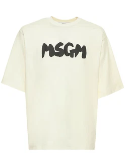 T-shirt mit Logodruck Creme