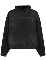 Hoodie Aus Baumwolldenim