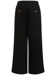 Hose Mit Weitem Bein Aus Leinen Schwarz