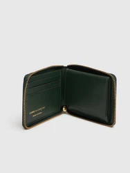 Lederbrieftasche Mit Reissverschluss Grau/Grün