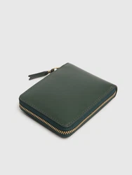 Lederbrieftasche Mit Reissverschluss Grau/Grün