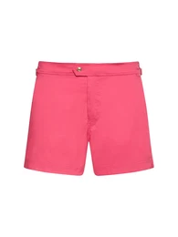 Kompakte Badeshorts Aus Popeline Mit Paspelierung