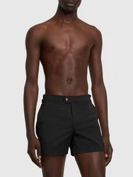 Kompakte Badeshorts Aus Popeline Schwarz