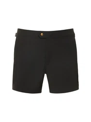 Kompakte Badeshorts Aus Popeline Schwarz