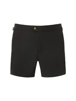 Kompakte Badeshorts Aus Popeline Schwarz