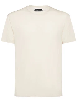 T-Shirt Aus Lyocell & Baumwolle Creme T-Shirt Aus Lyocell & Baumwolle Creme