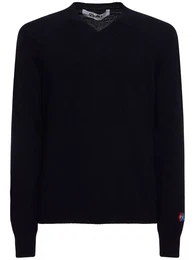 Sleeve Logo Wool V-neck Sweater