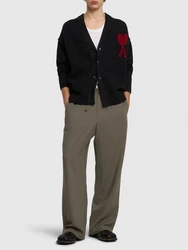 Cardigan Aus Wollstrick Mit Logo Schwarz