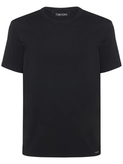 T-shirt Aus Baumwolljersey Schwarz T-shirt Aus Baumwolljersey Schwarz