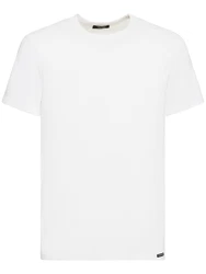 T-shirt Aus Baumwolljersey Weiß
