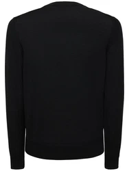Strickpullover Aus Extrafeiner Wolle Schwarz