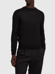 Strickpullover Aus Extrafeiner Wolle Schwarz