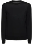 Strickpullover Aus Extrafeiner Wolle Schwarz