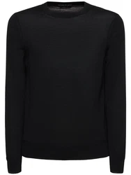 Strickpullover Aus Extrafeiner Wolle Schwarz