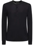 Henley-Shirt aus Lyocell Schwarz