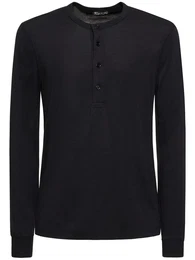 Langrmeliges Henley-shirt Aus Lyocell