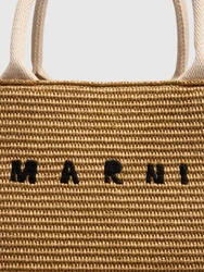 Medium Tote mit Raffia-Effekt Beige