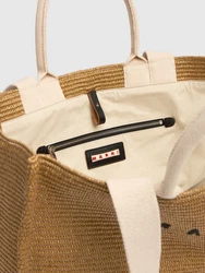 Medium Tote mit Raffia-Effekt Beige