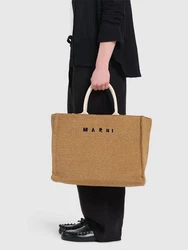 Medium Tote mit Raffia-Effekt Beige