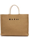 Medium Tote mit Raffia-Effekt Beige