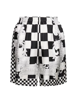 Shorts Aus Seidentwill Mit Druck 