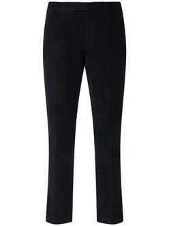 Hose Aus Stretch Baumwollmischsatin Dunkelblau/Blau
