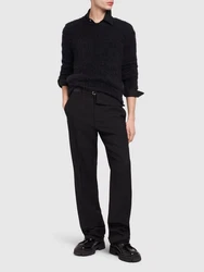 Hose Aus Wollgabardine Schwarz