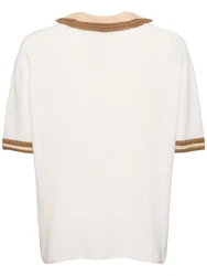 Häkelei-Poloshirt Beige/Creme/Weiß/Khaki