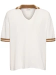 Häkelei-Poloshirt Beige/Creme/Weiß/Khaki