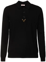 Wollpolopullover Mit V-detail