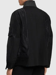 Jacke Aus Wollmischtwill Schwarz