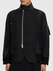 Jacke Aus Wollmischtwill Schwarz