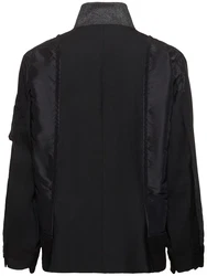 Jacke Aus Wollmischtwill Schwarz