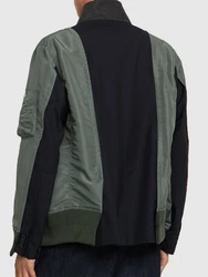 Jacke Aus Wollmischtwill Dunkelgrün/Grün/Grau