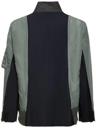 Jacke Aus Wollmischtwill Dunkelgrün/Grün/Grau