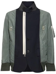 Jacke Aus Wollmischtwill Dunkelgrün/Grün/Grau