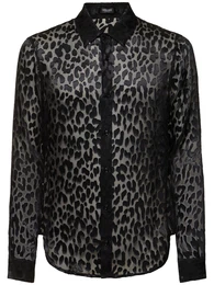 Bluse Aus Seidenmischsatin Mit Leodruck