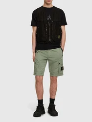 Stretch Cotton Logo Patch Shorts Grün