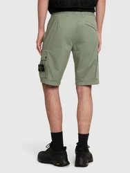 Stretch Cotton Logo Patch Shorts Grün