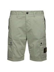 Stretch Cotton Logo Patch Shorts Grün