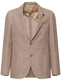 Einreihiger Blazer Aus Wolle Und Leinen