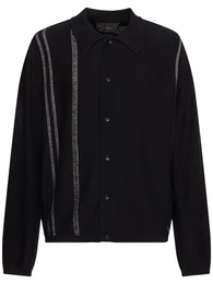 Striped Knit Collared Cardigan