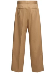 Cotton Blend Pants Beige