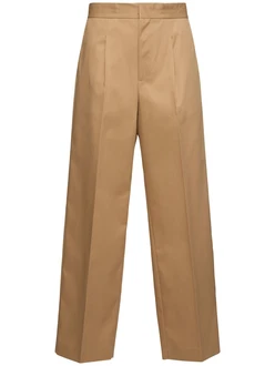Cotton Blend Pants Beige