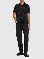 Polohemd Aus Baumwollpiqu Jacquardmuster 