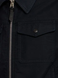 Jacke Aus Baumwollsatin Dunkelblau